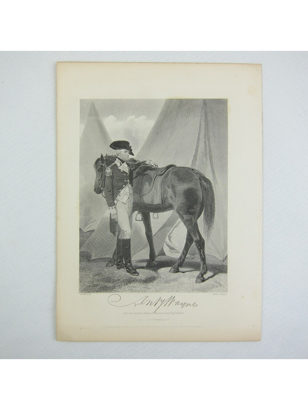 General Anthony Wayne Antique 1863 Steel Engraving Print Revolutionary War RARE
